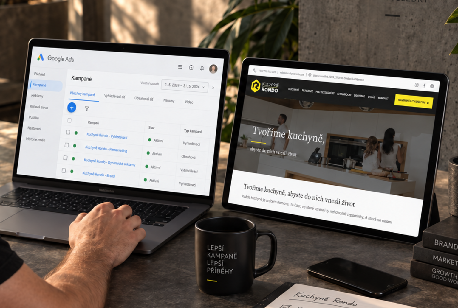 Google Ads kampaně a web Kuchyně Rondo